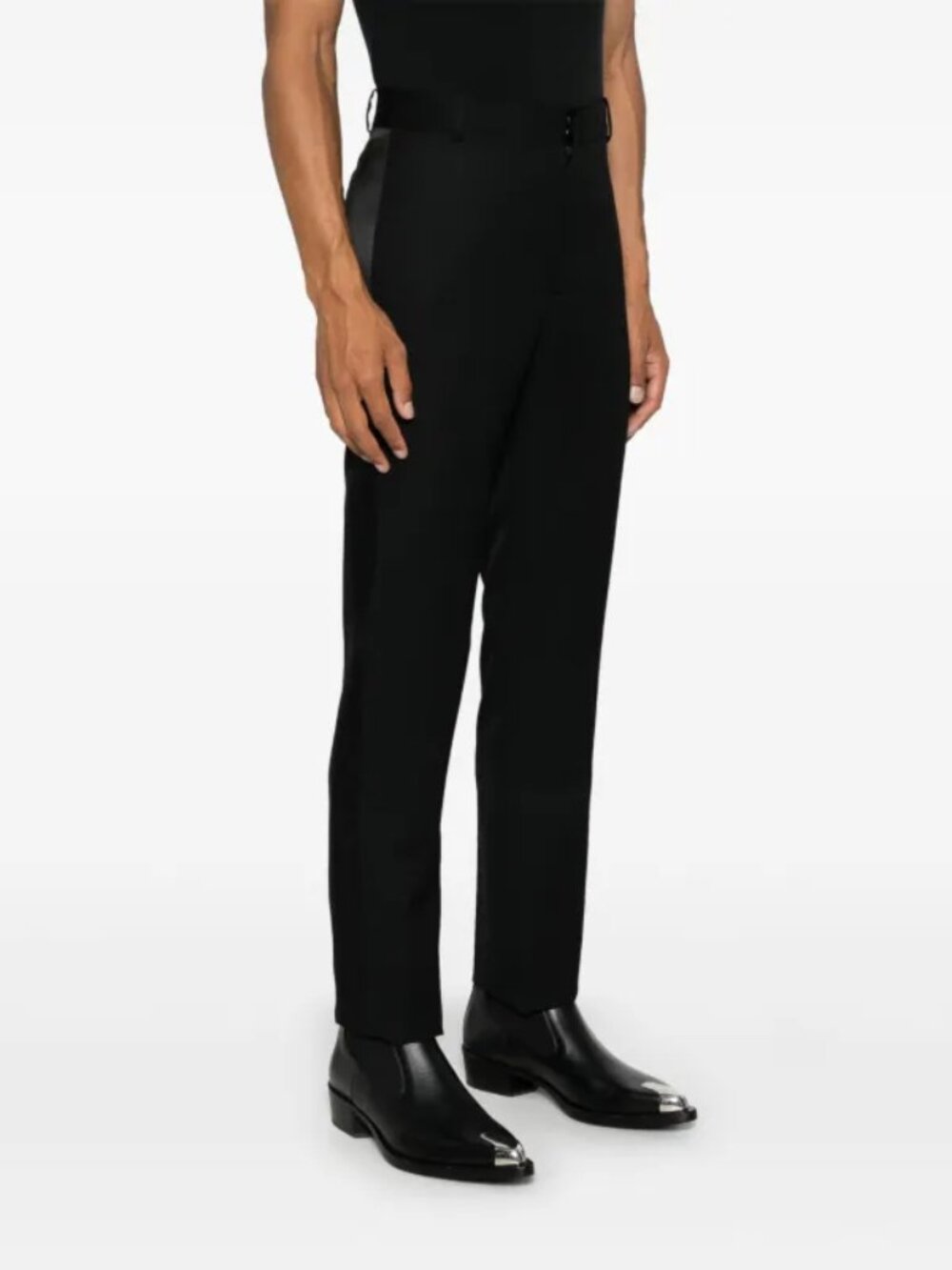 Alexander McQueen Black Slim-Cut Tailored Tuxedo Trousers